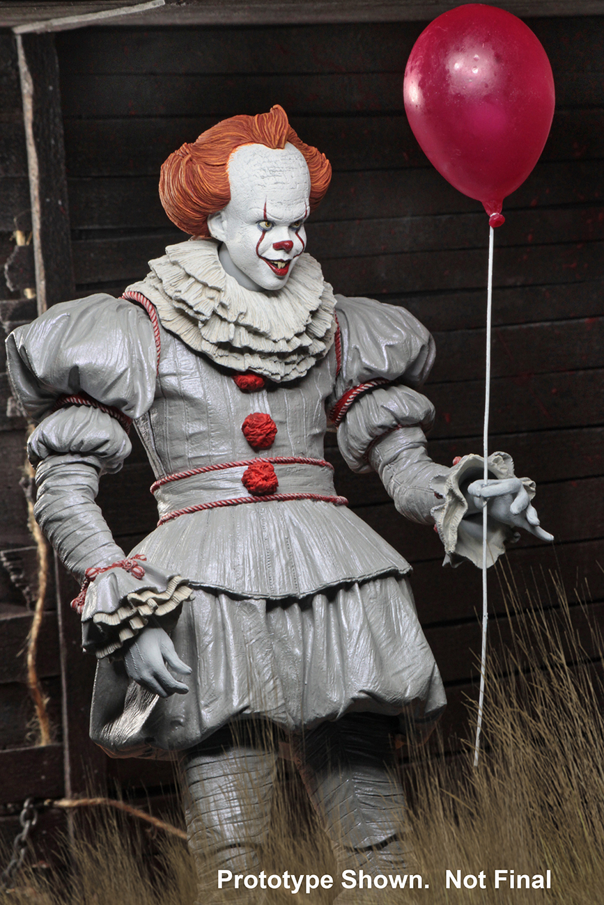 pennywise neca figure action figures toy fair ultimate toys bloody balloon hands modern classic scale bill skarsgard necaonline pop kicks