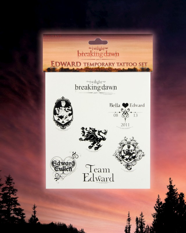 NECAOnline.com | Twilight: Breaking Dawn – Temporary Tattoo Set – Edward ***DISCONTINUED***