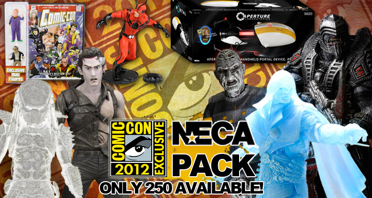 NECAOnline.com | 2012 SDCC Pack Includes "Cave Johnson" Portal Replica, Limited Comic-Con DVD + 6 Other Exclusives!