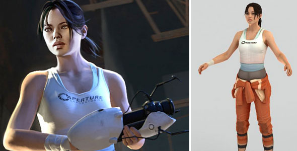 Chell actress from Portal 2 at NECA's booth 3145