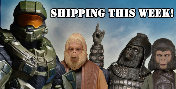 NECAOnline.com | Shipping: Halo 18" Scale Master Chief, Classic Planet of the Apes Figures