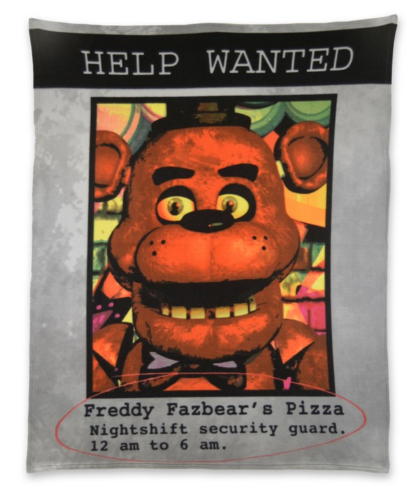 NECAOnline.com | DISCONTINUED: Five Nights at Freddy’s – Fleece Throw Blanket – Help Wanted Ad